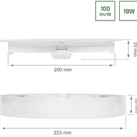 Plafón LED redondo Spectrum 18W reemplaza 105W, 3000K, 2200 lúmenes, IP20, CRI >80, ángulo de haz 110°