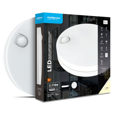 Lámpara de techo LED Modee con sensor PIR, 18W, 4000K, 300x62mm, iluminación interior de bajo consumo