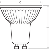 Reflector Spot LED Performance GU10 PAR16 4.5W 350 lúmenes 2700K 36D regulable reemplaza 50W