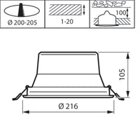 Philips CoreLine Downlight Gen 5 LED 19W 2300 lúmenes 3000K UGR19 Blanco 216mm Corte 220-240V IP20