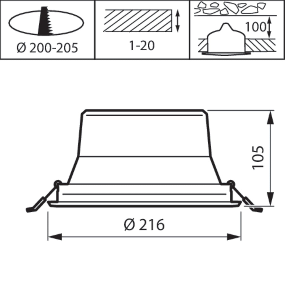 Philips CoreLine Downlight Gen 5 LED 19W 2300 lumens 3000K UGR19 White 216mm Cutout 220-240V IP20