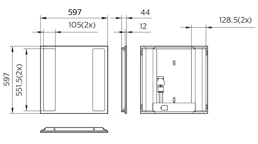 Philips CoreLine RC136B panel LED 31W 4000K 3100-4300 lúmenes regulable DALI 597x597mm Blanco IP20/IP44