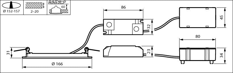 Philips DN145B Downlight LED empotrado, 11W, 1100 lúmenes, 3000K 4000K, IP20/44, Blanco, 220-240V, CRI 80