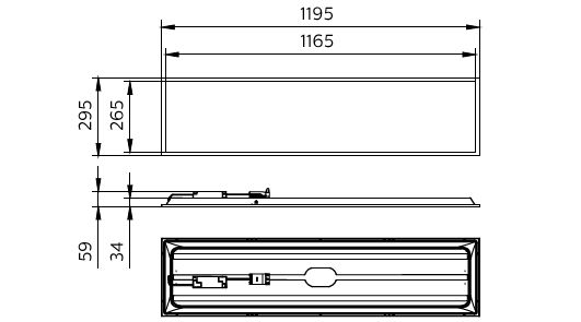 Philips LED panel light 28W 3400 lumens 4000K neutral white 230V IP20 UGR23 CRI80 1195x295mm White