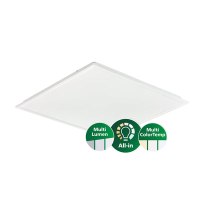 Panel LED Philips 595x595mm 22W-31W 3000K-4000K 2900-4300 lúmenes regulable DALI UGR19 IP20/44 Blanco
