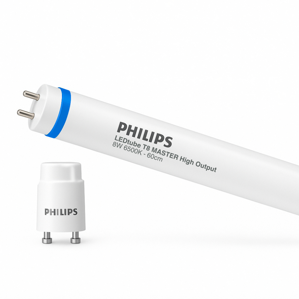 Philips MAS LEDtube 600mm HO 8W T8 1050 lúmenes 6500K G13 Luz de día fría, CRI 83, compatible EM/Mains