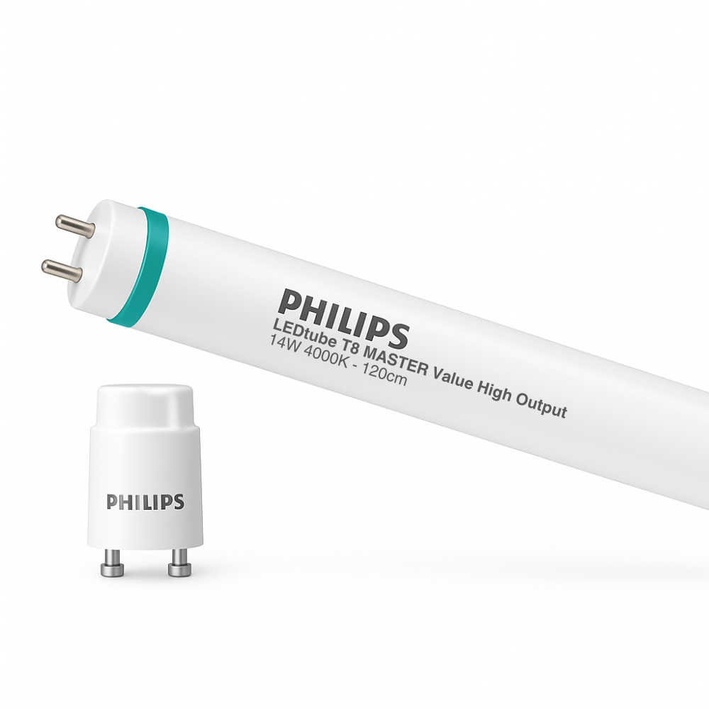 Philips MAS LEDtube VLE 1200mm HO 14W 4000K T8 G13 frosted glass tube 2100 lumens CRI 80 CE RoHS