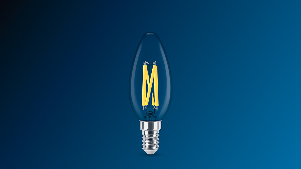Philips MAS LEDLuster 2.5W E27 P45 Bombilla de vidrio transparente, 2200K-2700K Efecto Luz Cálida, 340 lúmenes, CRI 90, Regulable