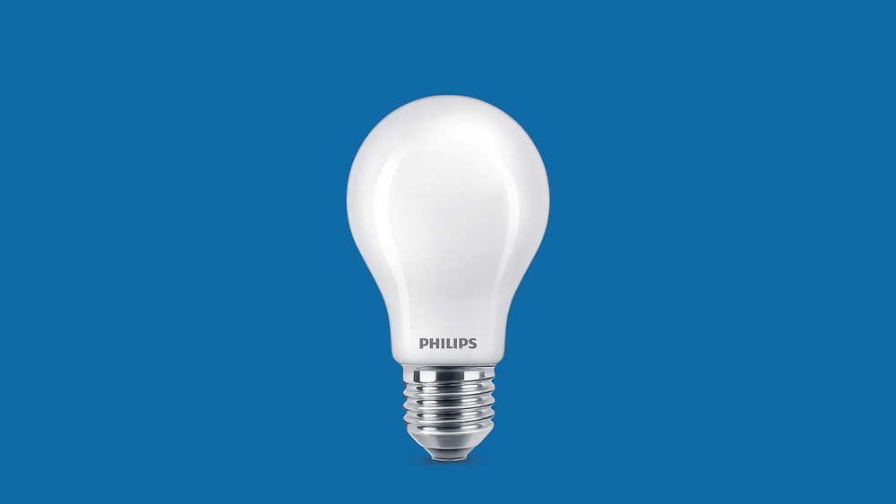 Bombilla LED Philips 5.9W E27 A60 Transparente 2700K Blanco Cálido 806 lúmenes regulable 90CRI 220-240V