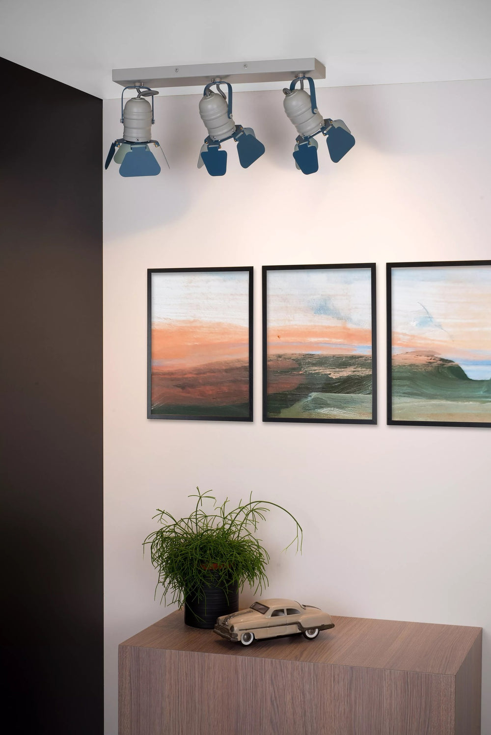 Lucide PICTO ceiling spotlight for kids room, 3xGU10, 35W max, Metal, Blue Grey, IP20, modern design