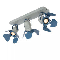 Lucide PICTO ceiling spotlight for kids room, 3xGU10, 35W max, Metal, Blue Grey, IP20, modern design