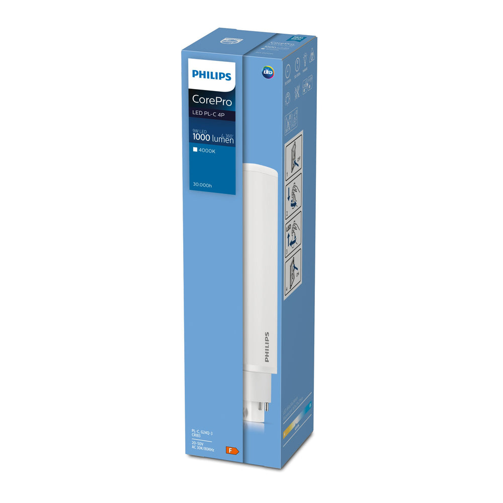 Philips CorePro LED PLC 8.9W 3000K G24d-3 Lámpara de 2 pines, 990 lúmenes, CRI 82, 220-240V, acabado mate