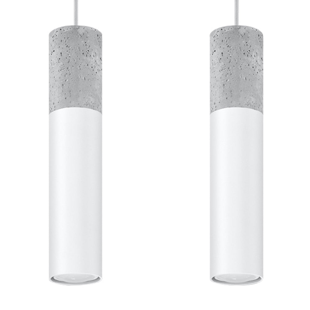 Lámpara colgante LED Sollux Lighting Borgio 2 de hormigón blanco 2 GU10 40W