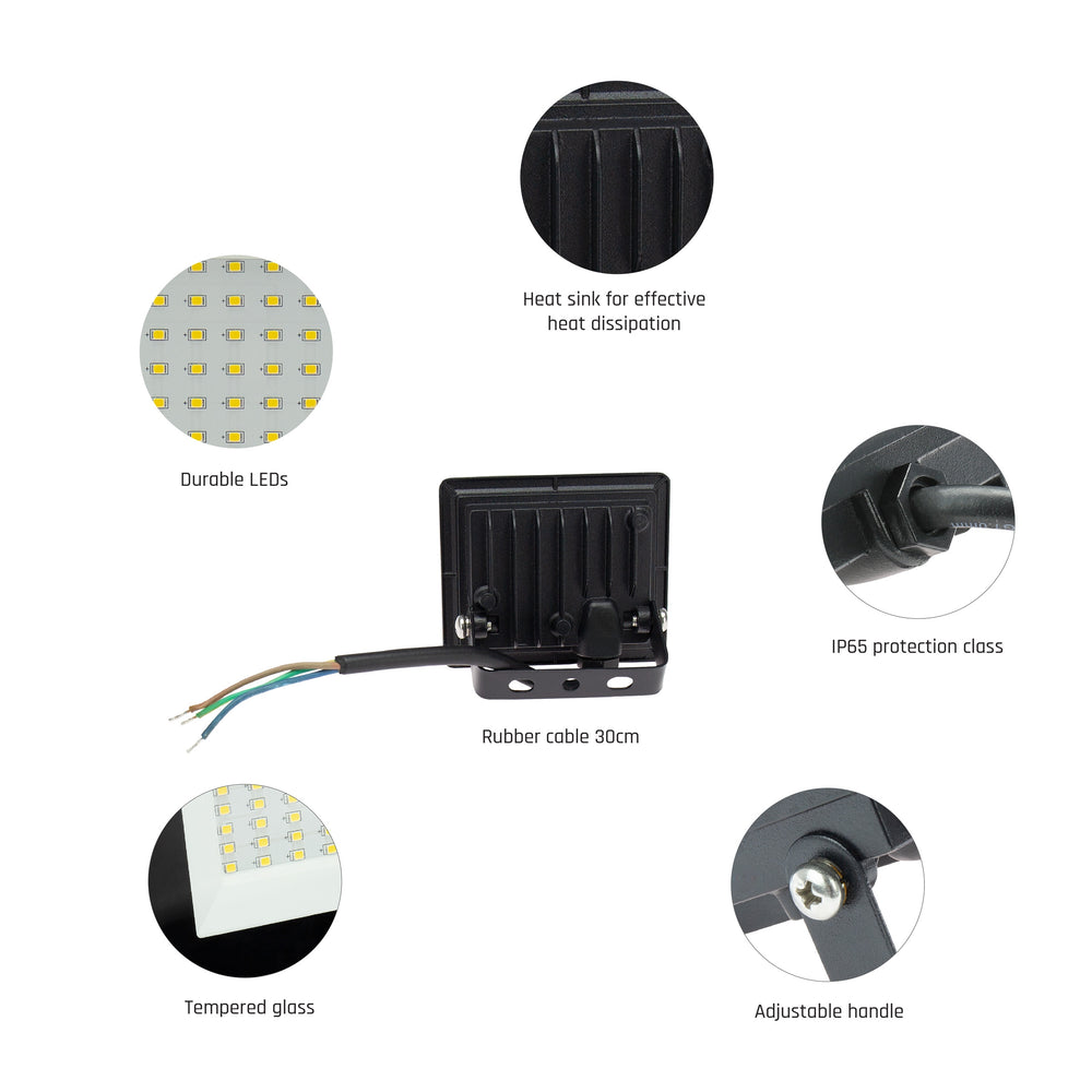 Proyector LED Spectrum NOCTIS LUX 3 10W 3000K 950 lúmenes 230V IP65 IK07 Negro iluminación exterior