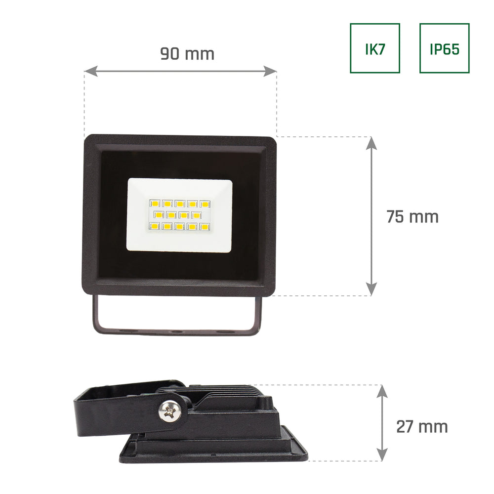 Proyector LED Spectrum NOCTIS LUX 3 10W 3000K 950 lúmenes 230V IP65 IK07 Negro iluminación exterior