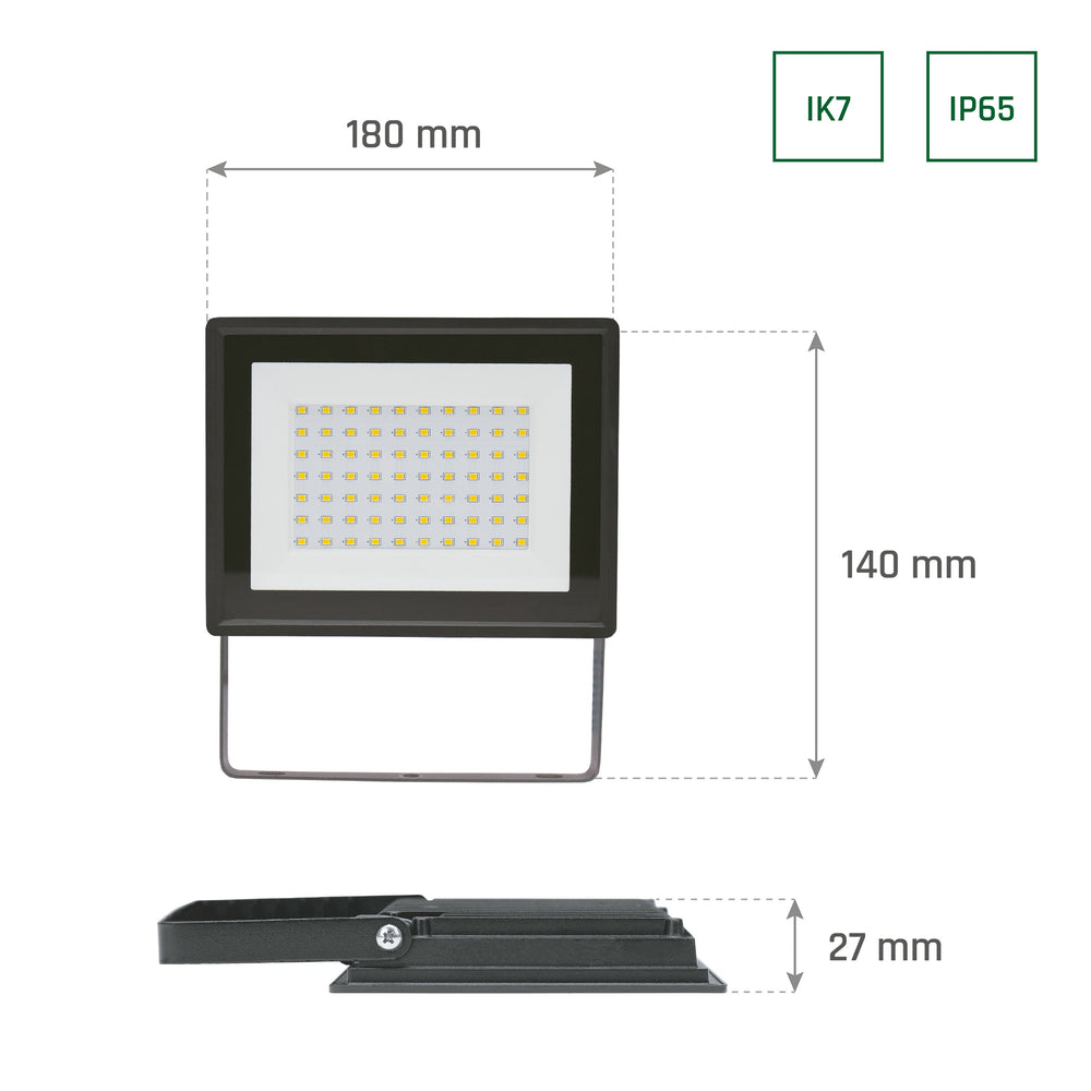 Spectrum NOCTIS LUX 3 LED Floodlight 50W 6000K 4700 lumens 230V IP65 IK07 Black Outdoor Lighting