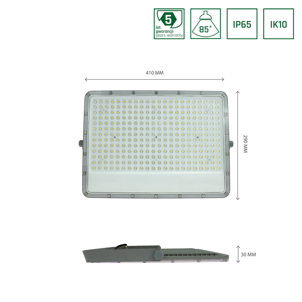 Proyector LED Spectrum NOCTIS MAX 200W 6500K Blanco Frío 230V IP65 IK10 18000 lúmenes Aluminio Gris