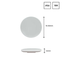 Plafón LED Spectrum 18W 4000K 2050 lúmenes IP54 IK04 Blanco Negro redondo de superficie con sensor