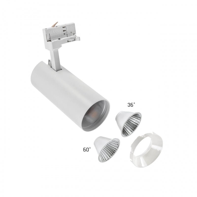 Spectrum Andromeda COB LED 25W 3000K warm white, 3-phase track, adjustable 36-60 degree beam, 320 lumens, IP20