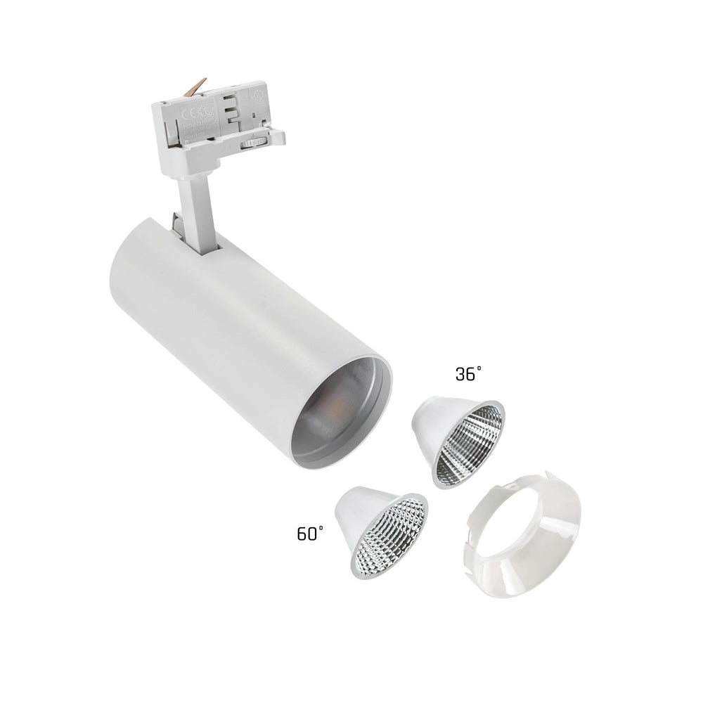 Spectrum Andromeda COB LED 25W 3000K warm white, 3-phase track, adjustable 36-60 degree beam, 320 lumens, IP20