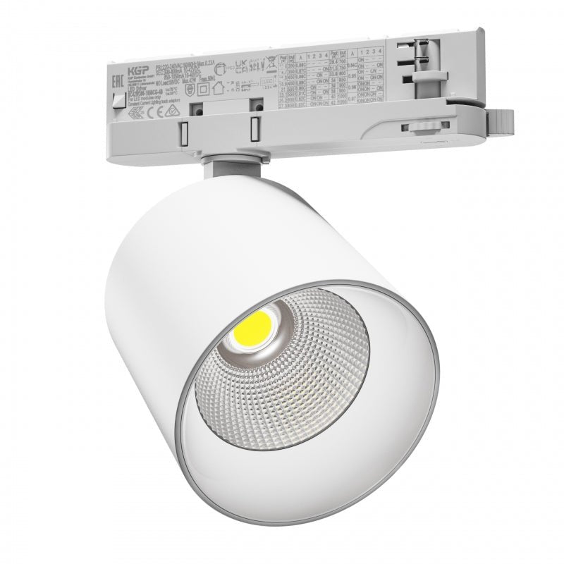 Spectrum Artemida Maxi LED downlight blanco 42W 3000K &gt;90 CRI 4500 lúmenes IP20 montaje en riel de 3 fases