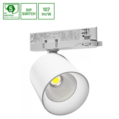 Spectrum Artemida Maxi LED downlight blanco 42W 3000K &gt;90 CRI 4500 lúmenes IP20 montaje en riel de 3 fases
