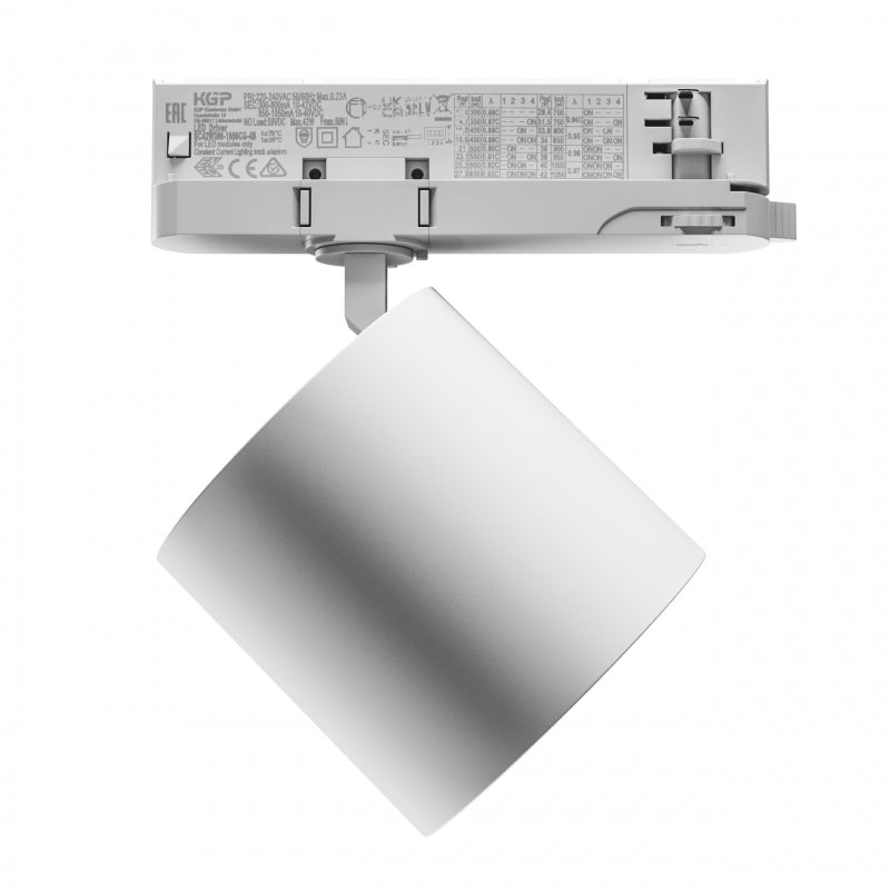 Spectrum Artemida Maxi LED downlight blanco 42W 3000K &gt;90 CRI 4500 lúmenes IP20 montaje en riel de 3 fases