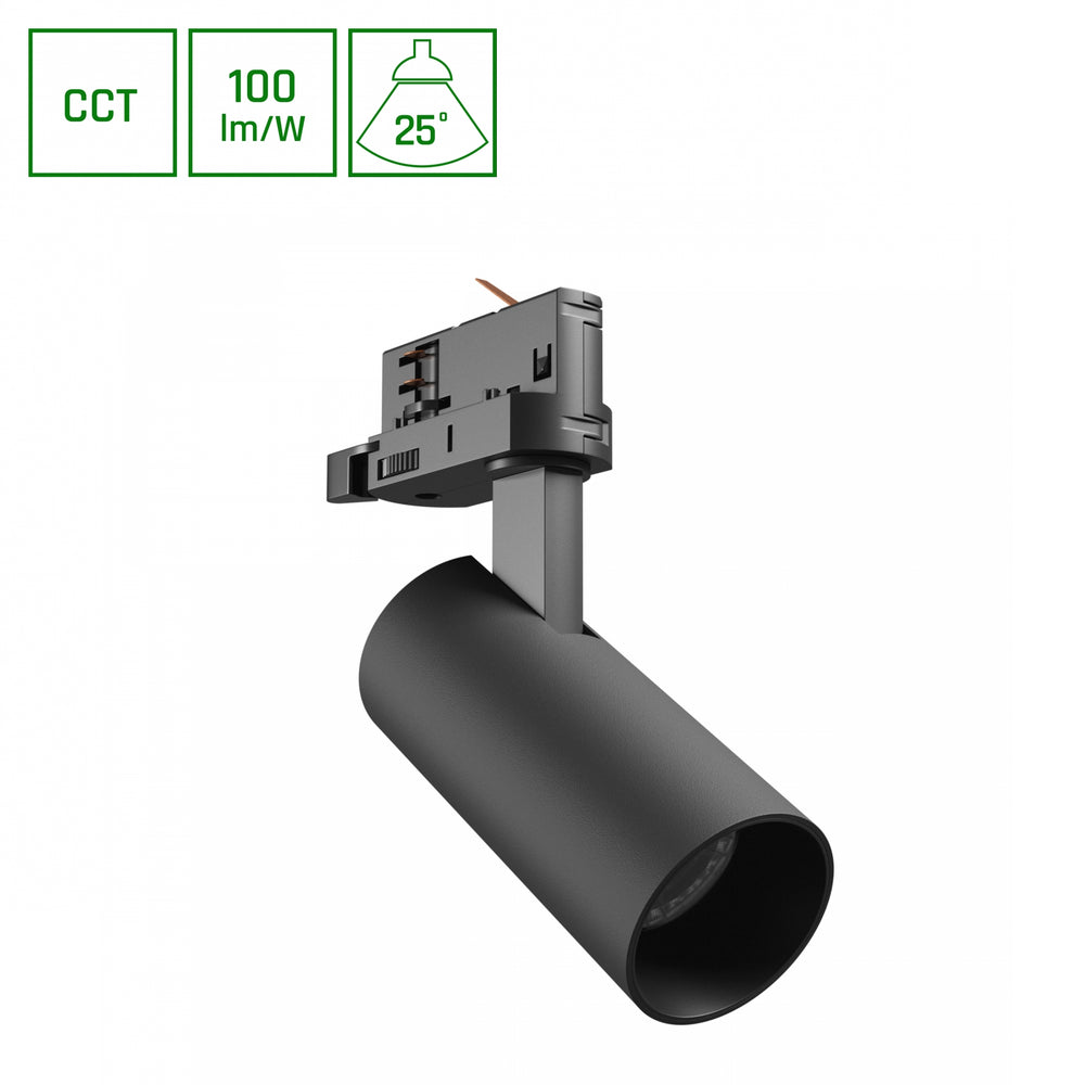 Foco de riel Spectrum Andromeda Prime 8W 6000K 800 lúmenes 25° negro IP20 iluminación CCT