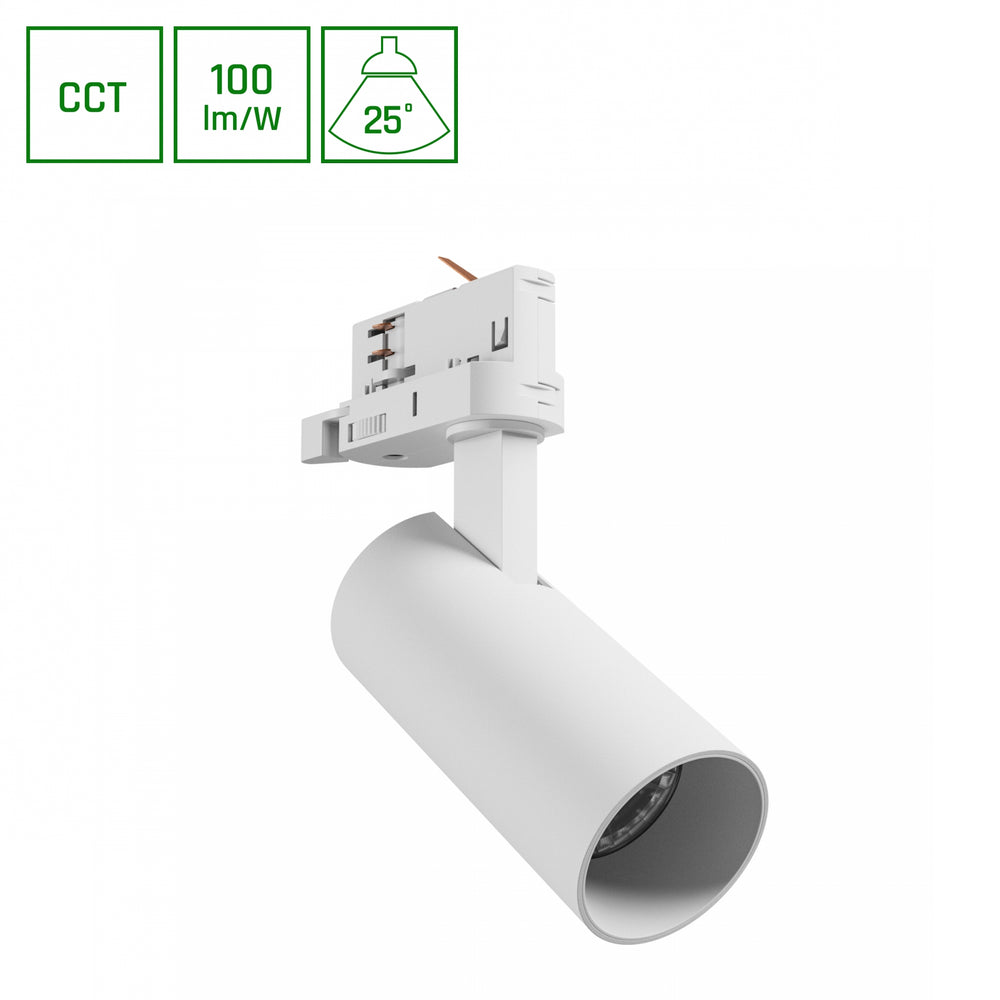 Spectrum Andromeda prime luz de riel 3F 8W 230V blanco | cct 6000K | 800 lúmenes | ip20 | ángulo de radiación de 25° | CRI 80