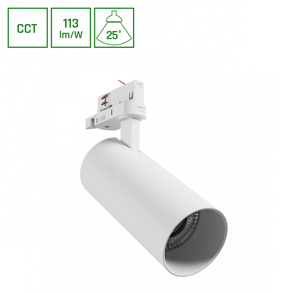 Riel para foco Spectrum andromeda prime 3F CCT 24W blanco 6000K 2700 lúmenes 25 grados uso interior IP20 230V sistema de montaje monofásico