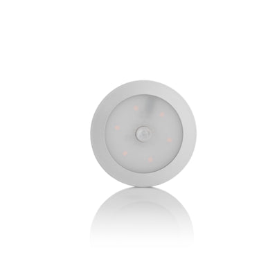 Lámpara de gabinete LED redondo Spectrum 2,9W WW con sensor PIR, 170 lúmenes, 3000K, IP20, regulable, montaje superficial