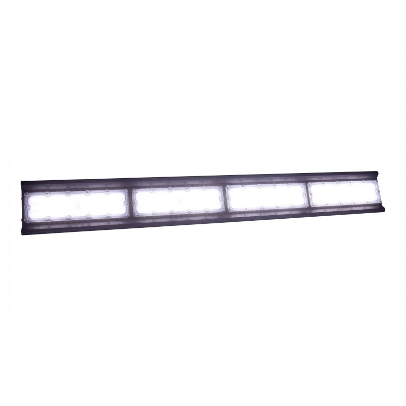 Lámpara colgante LED Spectrum Halls Line 200W negro, 4000K, 30000 lúmenes, regulable, IP66, ángulo de 90°, iluminación industrial