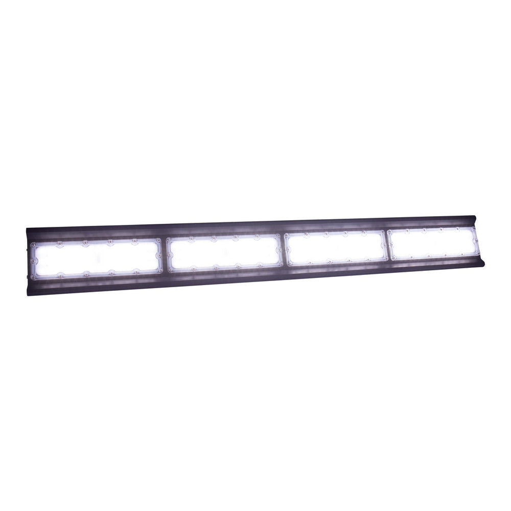 Lámpara colgante LED Spectrum Halls Line 200W negro, 4000K, 30000 lúmenes, regulable, IP66, ángulo de 90°, iluminación industrial