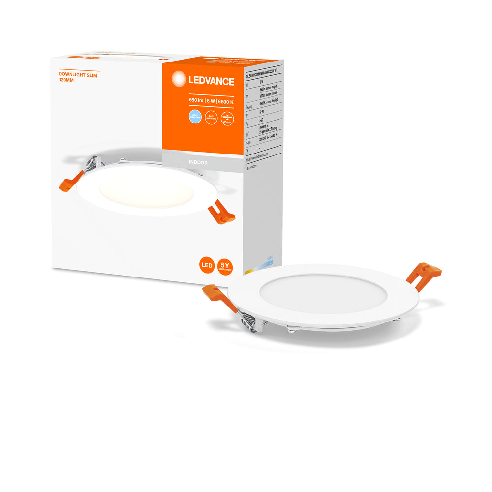 Foco empotrado LED Slim Blanco 8W 550 lúmenes 6500K 110° recorte 105mm aro 120mm