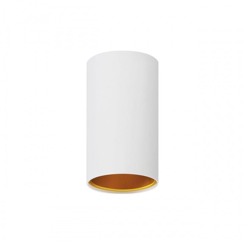 Spectrum Chloe GU10 spot blanco dorado, IP20, aluminio, 17.000 horas, 250V, montaje en superficie, no ajustable