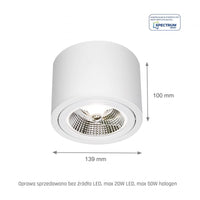 Chloe AR111 GU10 Blanco foco LED ajustable para uso interior - Spectrum IP20, 17000 horas de durabilidad tecnológica