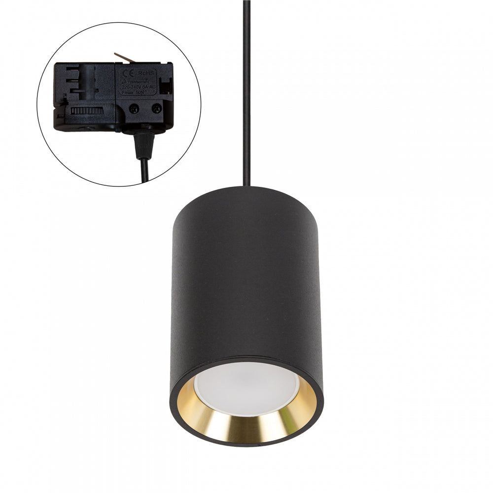 Spectrum CHLOE GU10 foco de riel 3 fases, negro con dorado, IP20, 70x100mm, aluminio, 250V, uso interior