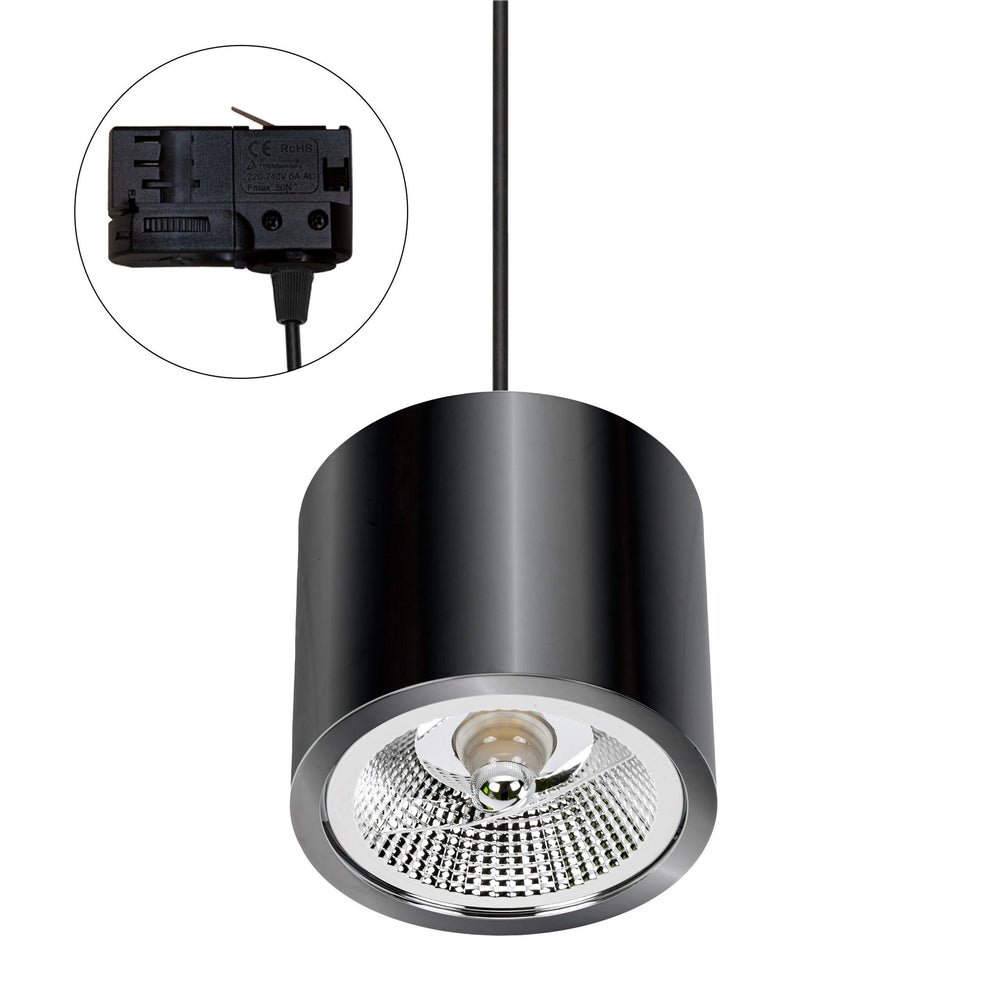 Spectrum LED 3-Phase Track Light AR111 GU10 Black, IP20 Aluminum Housing, Indoor Mounting