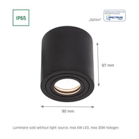 Spectrum CHLOE GU10 IP65 foco LED redondo negro para interiores, carcasa de aluminio, 250V, 17000 lúmenes, montaje en superficie
