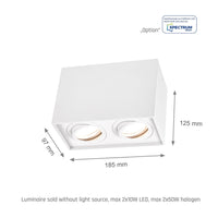 Foco ajustable GU10 rectangular blanco de Spectrum, IP20 interior, carcasa de aluminio, 250V, 17000h de vida útil