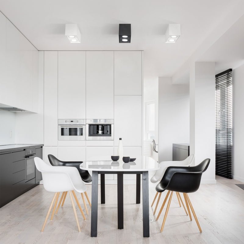 Foco ajustable GU10 rectangular blanco de Spectrum, IP20 interior, carcasa de aluminio, 250V, 17000h de vida útil