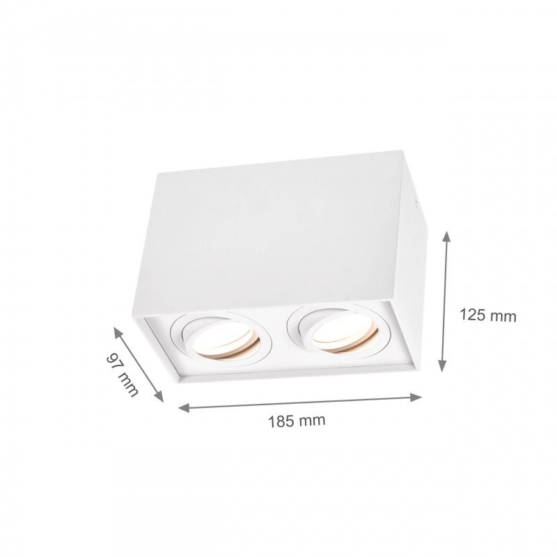 Foco ajustable GU10 rectangular blanco de Spectrum, IP20 interior, carcasa de aluminio, 250V, 17000h de vida útil