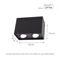 Spectrum Chloe Duo 2xGU10 IP20 foco negro ajustable, carcasa de aluminio, 250V, uso interior