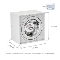 Spectrum CHLOE AR111 GU10 foco LED cuadrado, IP20, blanco, carcasa de aluminio, 250V, uso interior, larga duración