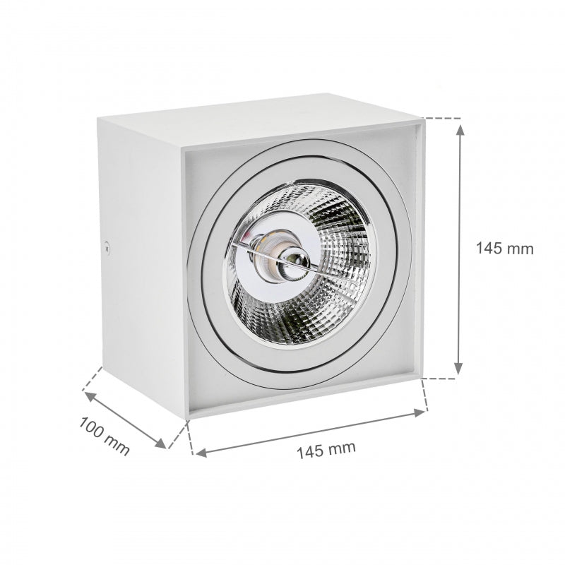 Spectrum CHLOE AR111 GU10 foco LED cuadrado, IP20, blanco, carcasa de aluminio, 250V, uso interior, larga duración