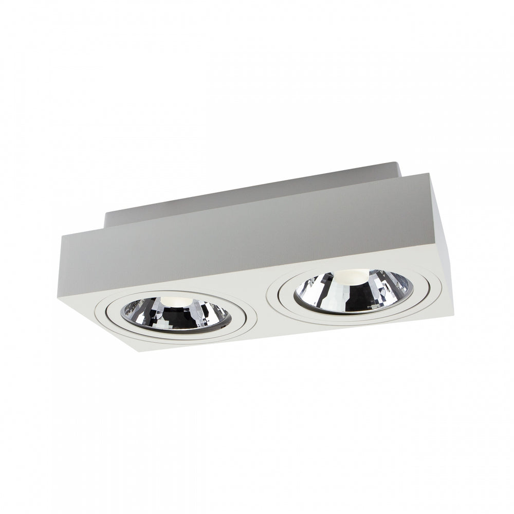 Spectrum LED GU10 surface spotlight, 2x adjustable, 250V, IP20, White rectangular ceiling luminaire