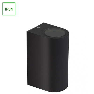 Aplique de Pared Spectrum LED GU10 Negro, 2x6W, 250V, IP54 Interior Exterior Bidireccional 150x73x95mm
