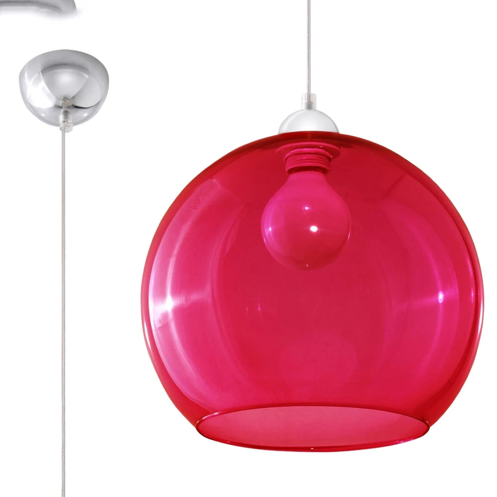 Lámpara colgante Sollux Lighting BALL en Rojo, Aluminio y Acero, IP20, 220-240V, máx 50W LED, CE RoHS