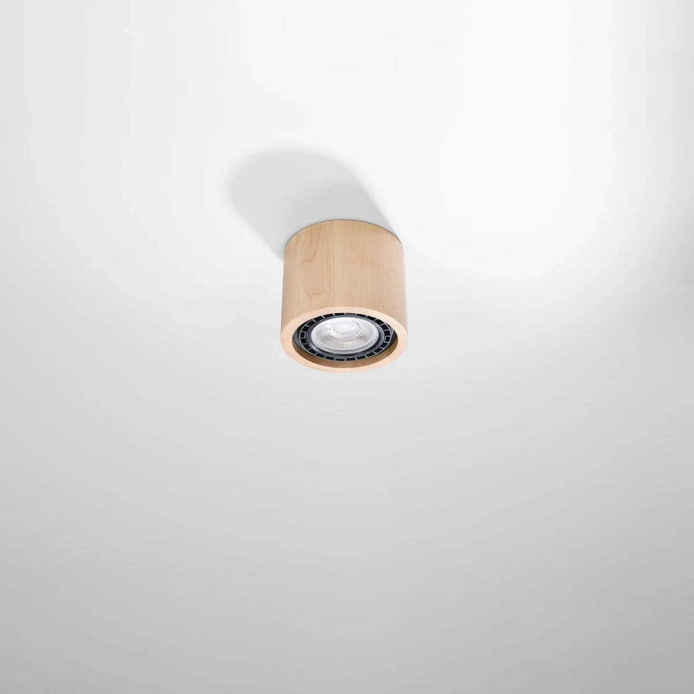 Sollux Lighting BASIC 1 foco de techo en madera natural, LED GU10, IP20, 220-240V, 50W máx, CE RoHS