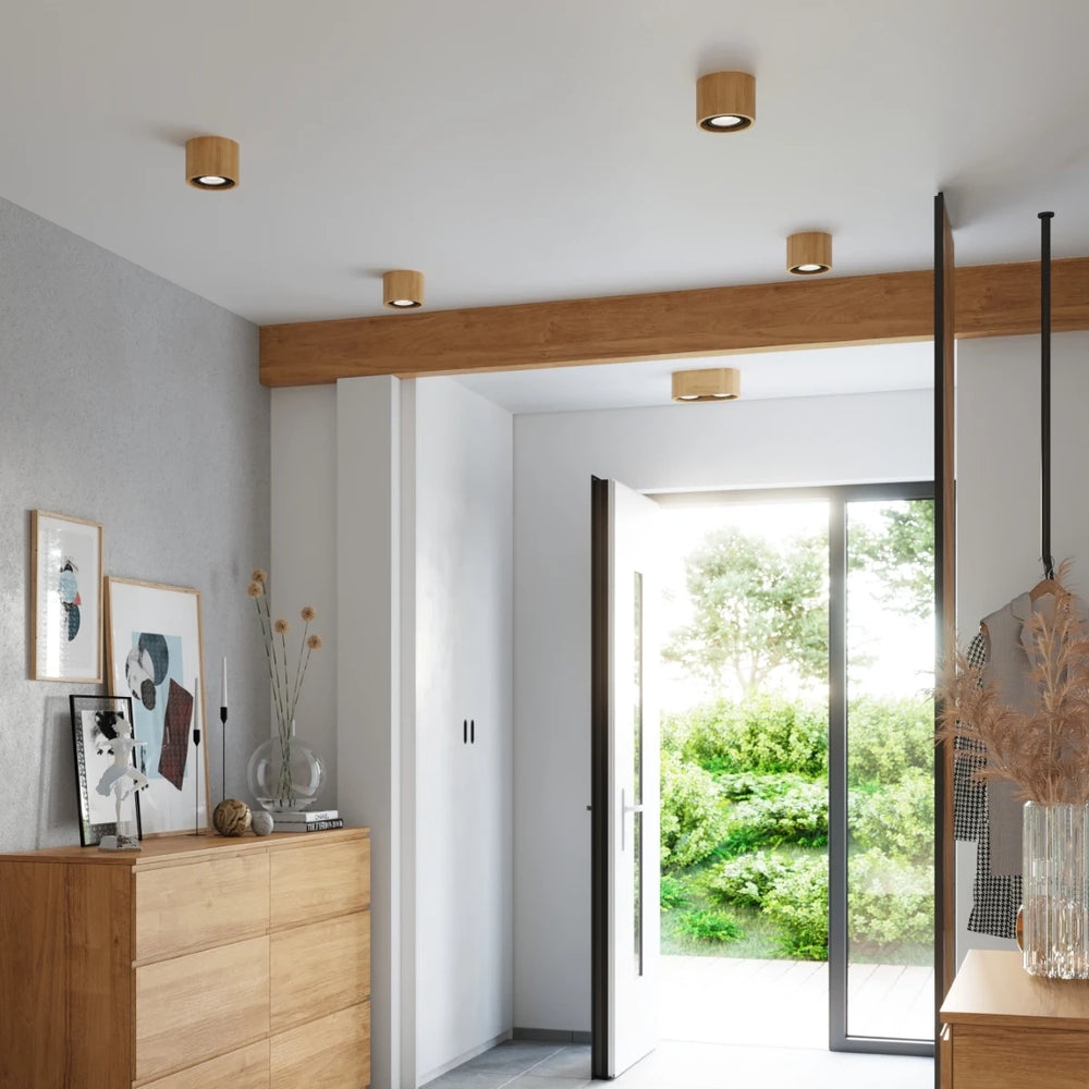 Foco de techo LED Sollux Lighting BASIC 2, madera natural, IP20, 220-240V, máx 50W, CE RoHS